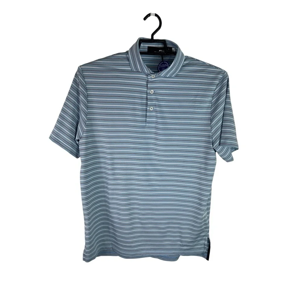 RLX Ralph Lauren Golf‎ Men's S New Polo Shirt SS Blue Striped Wicking